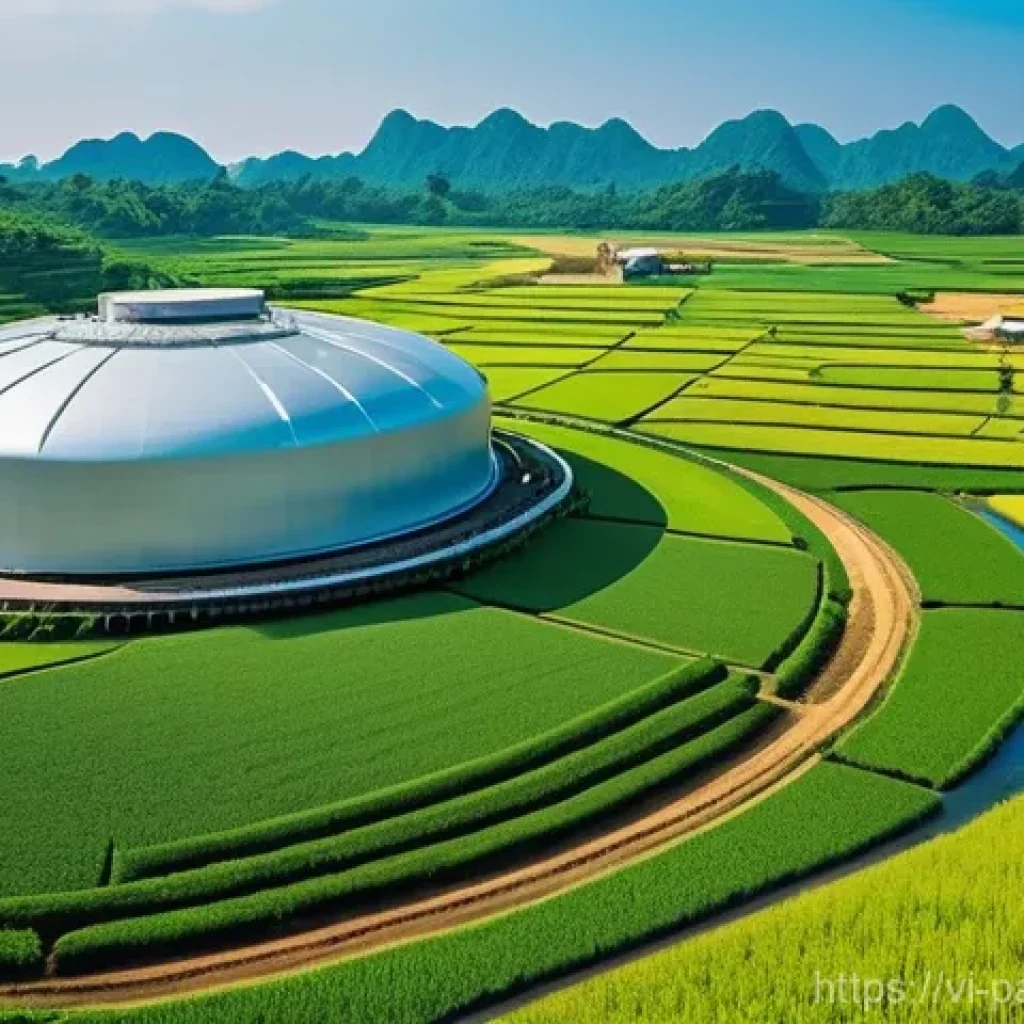 자원순환 경제와 지속 가능한 소비 - **Prompt 1: "Circular Economy in Vietnamese Agriculture"**
A vibrant, sunlit image of a modern, ...