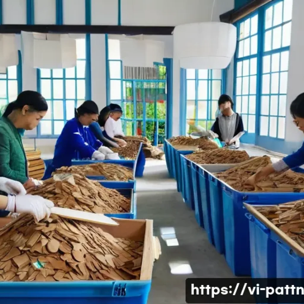 자원순환 경제에서의 공급망 관리 - **Prompt:** A vibrant and bustling Vietnamese small-to-medium enterprise (SME) workshop, showcasing ...
