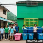 Home 22 자원순환 경제의 위험 및 주의사항 - **Prompt:** A bustling, vibrant outdoor scene in a modern Vietnamese urban neighborhood. A diverse g...